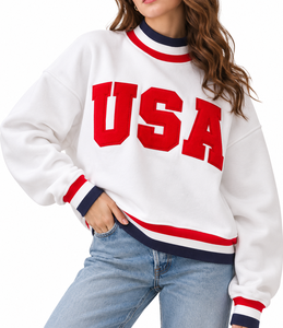 Sudadera de cuello simulado con apliques de letras de gingham personalizados para mujer, de algodón polar oversize, estilo streetwear, casual de invierno - Product Image 1