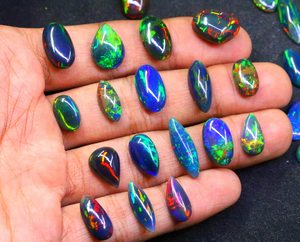 Lot de cabochons d'opale noire fumée Welo d'Éthiopie naturelle, pierres d'opale en vrac pour la fabrication de bagues, boucles d'oreilles et bijoux, vente en gros - Product Image 5