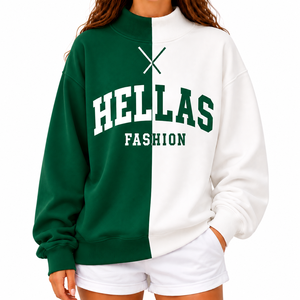 Sudadera de cuello alto de forro polar lavado para mujer de Hellas Fashion, transpirable, cortavientos, con hombros caídos, para invierno - Product Image 1