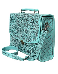 Sac pour ordinateur portable en cuir vintage en gros Curved Turquoise Western Design Choix le plus populaire - Product Image 1