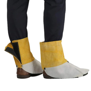 Protège-chaussures de soudage en cuir croûte de vachette robuste, ignifuge, certifié CE, pour la sécurité industrielle et la construction, résistant à la chaleur - Product Image 3