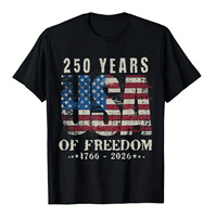 Camiseta de Hombre para el 4 de Julio de EE. UU., 250 Aniversario 1776-2026, Personalizada con Serigrafía, Tejida, 100% Algodón Transpirable