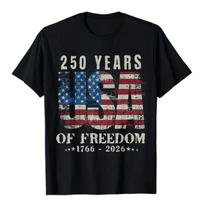 การออกแบบที่รักชาติสำหรับบุรุษ สหรัฐอเมริกา วันที่ 4 กรกฎาคม ฉลองครบรอบ 250 ปี 17762026 เสื้อยืดลายธงชาติ ผ้าฝ้าย 100% ระบายอากาศได้ดี - Product Image 3