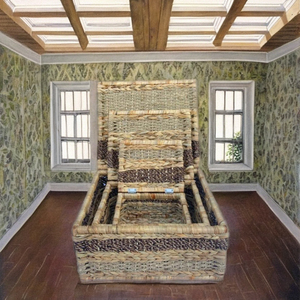 Hand-woven Seagrass Water Hyacinth Baskets Eco-friendly storage solutions for apparel toys decor. - Product Image 6