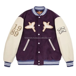Best Quality <b>Men</b> Varsity <b>Jacket</b> Manufacturer <b>White</b> Leather Sleeves Chenille Patches Varsity <b>Jacket</b> With Embroidery Logo - Product Image 4