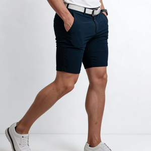 Shorts décontractés respirants en tricot blanc uni pour homme, avec fermeture boutonnée, et T-shirt à manches courtes col rond pour le golf - Product Image 6