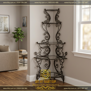 Vintage Metal Etagere Shelf 5-Tier Garment Stand Freestanding Pre-Assembled <b>Light</b> Weight Home Decor Powder Coated Vertical - Product Image 3