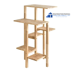 Thanh Tung Thinh Wooden <b>Cat</b> Tree Double Tier Minimalist Standing Rack Round Shape Durable Wood Craft - Product Image 2