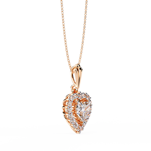 Heart Diamond Brilliant Round Diamond Halo Accent on a Dainty Chain for Woman Lab Diamond <b>Necklace</b> 10K 14K 18K Rose Gold - Product Image 2