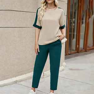 Ensemble d'été pour femmes, élégant, respirant, léger, décontracté, chic, tendance, confortable, doux, design moderne - Product Image 1