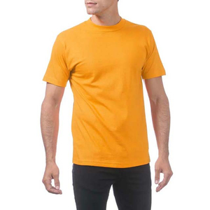 เสื้อยืดคอกลมแขนสั้นสีส้มสำหรับผู้ชาย ทรงปกติ สไตล์ลำลอง ผ้าถัก 100% ผ้าฝ้าย สีพื้น ดีไซน์เรียบง่าย - Product Image 4