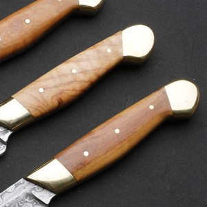 Ensemble de couteaux à steak de cuisine en acier Damas personnalisé, lame pleine longueur, manche en bois, pour survie en extérieur, camping, usage hôtelier, vente en gros, ambidextre - Product Image 4
