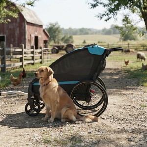 Poussette pliable 3 en 1 pour animaux de compagnie KS-6200, remorque pour vélo, cadre en alliage d'aluminium, suspension indépendante, roues pivotantes EVA de 8 pouces pour gros chiens - Product Image 5