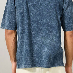 Oem High Quality Acid Wash 100% Cotton Heavyweight Vintage Streetwear Quick Dry Crew Men Fitness T-shirts Wholesale Supplier - Product Image 5