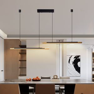 75-Inch Modern Black Gold LED Pendant <b>Light</b> Sleek Dual Tu Adjustable Hanging <b>Light</b> for <b>Dining</b> Kitchen Living Room - Product Image 3