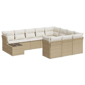 Conjunto de Sofás Grandes para Jardín en Ratán Sintético Beige con Acero con Recubrimiento en Polvo, Muebles de Exterior Premium - Product Image 2