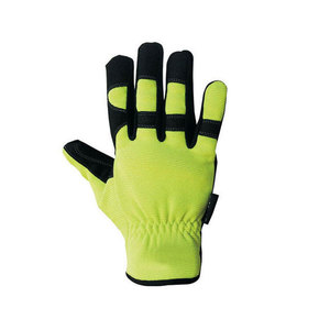 Yellow Black PU Leather Safety <b>Gloves</b> With Anti-Slip Texture Fingertips Elastic Wristband General Purpose - Product Image 5
