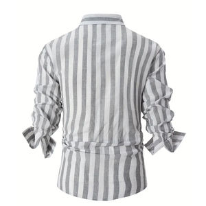 เสื้อเชิ้ตผู้ชายคุณภาพสูง ผ้าฝ้ายทวิล 100% แขนยาว สำหรับใส่ทำงานในออฟฟิศ รับผลิตแบบ OEM ODM ขายส่ง ป้องกันการหดตัว - Product Image 2