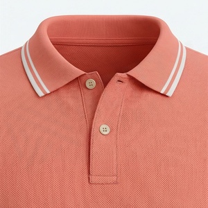 Polo à manches courtes pour homme en corail, couleur unie, tricot piqué, respirant, design décontracté - Product Image 4