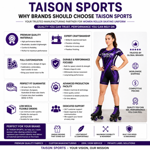 TAISON SPORTS Unisex Roller Skating Uniform 180 GSM Premium Interlock Polyester Blue White Panel Design Custom Digital Print - Product Image 3