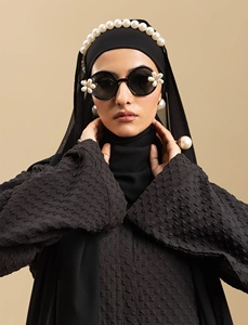 Conjunto de Abaya Nida Marrón Informal y Formal para Mujeres Musulmanas, de Fibra de Poliéster, Estilo Sencillo, Largo, Abierto por Delante, Recto, Estilo Saudí - Product Image 6