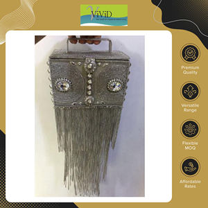 Sacs à main de soirée élégants et légers en métal perlé de qualité supérieure, design stylé, marque Vivid, doublure en soie, pour femmes - Product Image 2