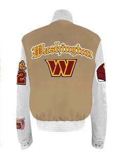 Washington Commanders Wool & Leather Old English Varsity <b>Jacket</b> Camel - Product Image 2