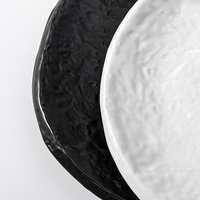 Lot de Plats Ronds en Céramique Rustiques Noir et Blanc de 7,75 po, Forme Pierre Texturée, Style Vintage, du Bangladesh, pour Dîner, Vente en Gros Fabricant