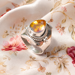 925 Sterling Silver <b>Citrine</b> <b>Ring</b> Handmade Boho Statement <b>Ring</b> Oval <b>Citrine</b> Gemstone Vintage Women Jewelry Gift for Anniversary - Product Image 4