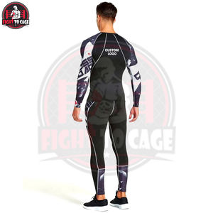 Ensemble de sport 2 pièces haute performance (T-shirt et Legging) en Spandex/Nylon à séchage rapide pour l'entraînement MMA et la gym - Product Image 4
