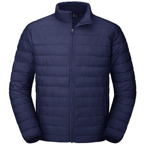 Men's <b>Light</b> Blue Stand Collar <b>Puffer</b> <b>Jacket</b> Zipper Closure Windproof Casual Outerwear Autumn Polyester Wadding Thin Regular Fit - Product Image 5