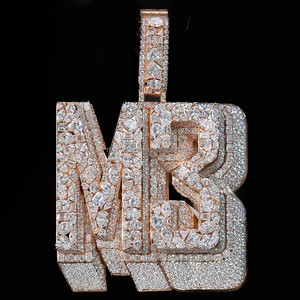 Colgante Personalizado de Plata 925 Bañado en Oro Rosa con Moissanita VVS en Forma de Letra, Estilo Hip Hop Iced Out, Unisex, para Fiestas - Product Image 3