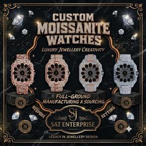 <b>Mens</b> moissanite diamond mechanical wristwatch <b>black</b> silicone strap rose dial round case sapphire glass buckle luxury fashion - Product Image 5