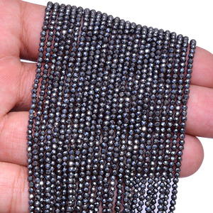 Perles rondes micro-facettées en hématite naturelle noire de qualité AAA+, 2 mm-3 mm, pierres semi-précieuses, perles en vrac pour la création de bijoux - Product Image 3