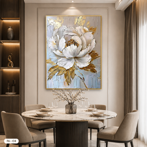 Modern Hand Painted Floral <b>Canvas</b> Wall Art Original Framed Flower Oil Painting Picture Decor for Living Room Hotel F6-C8 Model - Product Image 5
