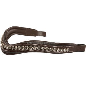 Fabriqué en Inde Équestre Course de Chevaux Selle Marchandises À La Main Forme De Vague Cristaux Décoratif Rembourré En Cuir Cheval front bande - Product Image 4