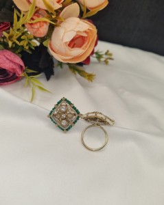 Elegant Square Shape Bead Border Kundan Uncut Diamond <b>Adjustable</b> <b>Ring</b> For Women Party Wear Festive Fashion Jewelery Manufacturer - Product Image 5
