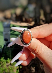 Anillo de Piedra Solar Dorada, Plata de Ley 925, Joyería Hecha a Mano, Anillo Boho, Regalo para Mujer - Product Image 2