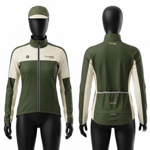 Premium 330g Polyester/Rayon <b>Hooded</b> <b>Fleece</b> Pullover Cycling Jacket Front Custom Heat Transfer Logo Waterproof Breathable Green - Product Image 1