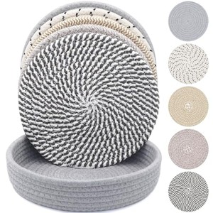 Sous-verres ronds tressés à la main en jute et mélange de coton Aqdus Saleem - Sous-verres décoratifs contemporains et durables (Vente en gros) - Product Image 2