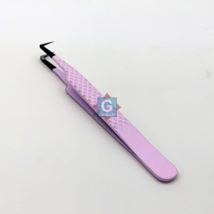 Pince à cils en acier inoxydable à long manche avec poignée en fibre, noire mate, à pointe dentelée, applicateur de cils à pointe diamant - Product Image 6