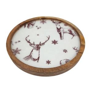 Wooden Luxury <b>Decorative</b> <b>Plate</b> Handpainted Olive Leaf Pattern Mediterranean Style Eco-Friendly Durable Serving Tray for Table - Product Image 5