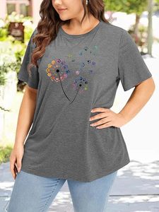 เสื้อยืดไซส์ใหญ่สำหรับผู้หญิง เสื้อยืดลายกราฟิก เสื้อลำลองฤดูร้อน เสื้อหลวมๆ น่ารัก ทันสมัย เสื้อยืดทรงปกติ คลาสสิก - Product Image 6