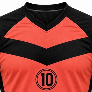 Maillot de football personnalisé rouge corail sublimé pour homme, col en V, maillot de foot, uniforme d'entraînement performant pour équipe, vêtements de sport en gros - Product Image 4