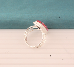 Wholesale Shree Jaipur <b>Silver</b> Women's Pink Spiny Oyster Amethyst Bezel Set 925 Sterling <b>Silver</b> Rectangle <b>Statement</b> <b>Ring</b> Supplier - Product Image 3