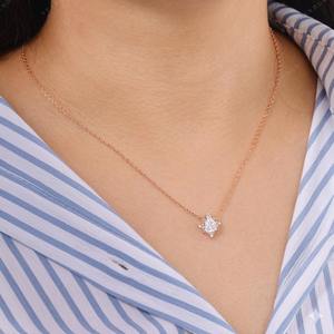 Collar chapado en oro rosa de 18 quilates, estilo vintage, con colgante de halo de perlas, collar con diamante cultivado en laboratorio, collar con diseño de flor, regalo para ella. - Product Image 2