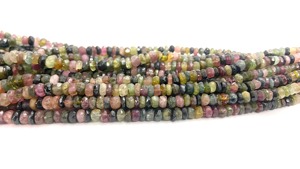 Perles Rondelles Facettées en Tourmaline Naturelle AAA+ 4-5mm, Tourmaline Multicolore, Tourmaline Pastèque, Perles Rondelles Multicolores - Product Image 3