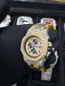 Luxury GA2100 Iced Diver Watch Conversion Kit Metal <b>Case</b> Analog 5mm Sapphire Crystal Leather Band Premium CasiOak Style - Product Image 5