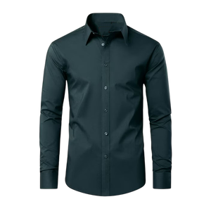 Chemise habillée grise premium pour homme, coupe ajustée, manches longues, boutonnée, formelle, pour le bureau, les mariages, les fêtes, classique, élégante, confortable - Product Image 4
