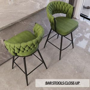 26\" Linen Woven Bar Stool Set 2 Barstools with Black Legs 360 Swivel No Adjustable Kitchen Island Chairs Upholstered Bar Chairs - Product Image 6